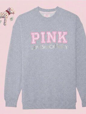 LoveShackFancy X PINK Sz. Medium Oversized Sweatshirt w/ PINK Dog NWT